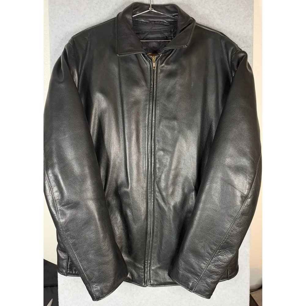 Walter Dyer Is Leather Black Cowhide Cafe Racer Jacket Mens 46 L Made in USA